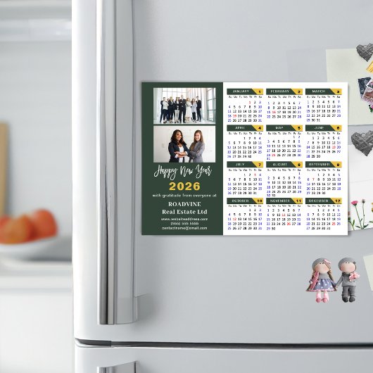 2026 Calendar Sage Green Business 2 Foto Magnetic Magnetkarte