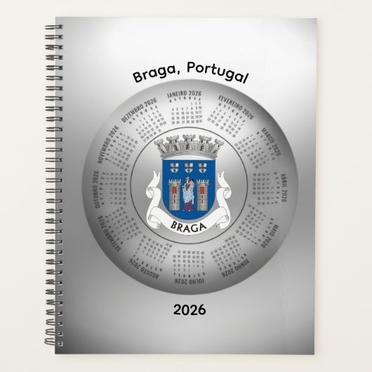 2026 Calendar Silver Planner Braga Portugal Planer (Vorderseite)