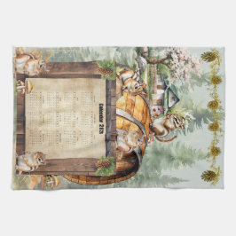 2026 Calendar Towel Cute Chipmunks Geschirrtuch