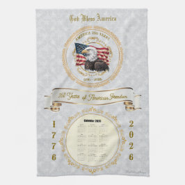 2026 Calendar Towel God Bless America 250 Years Geschirrtuch