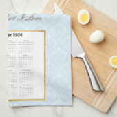 2026 Calendar Towel God Bless America Flag Poppies Geschirrtuch (Viertel Falte)