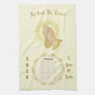 2026 Calendar Towel In God We Trust Geschirrtuch
