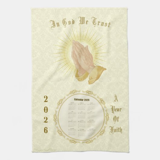 2026 Calendar Towel In God We Trust Geschirrtuch (Vertikal)