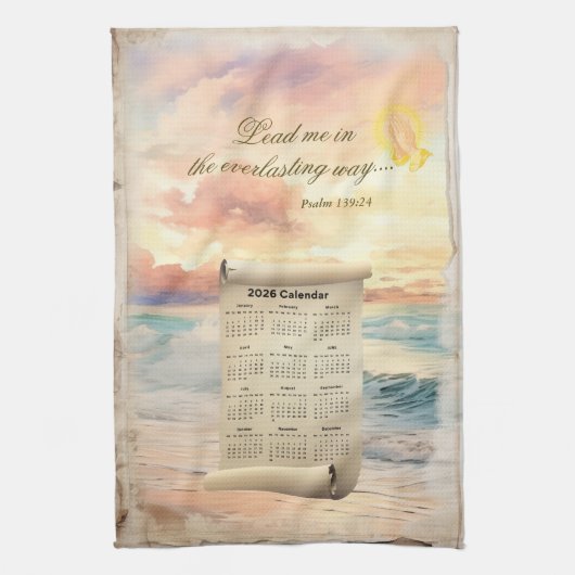 2026 Calendar Towel Inspirational Psalm 139 Geschirrtuch (Vertikal)