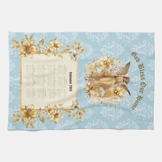 2026 Calendar Towel Pretty Guardian Angel  Geschirrtuch (Horizontal)