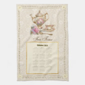 2026 Calendar Towel Tea Time or Custom Message Geschirrtuch (Vertikal)