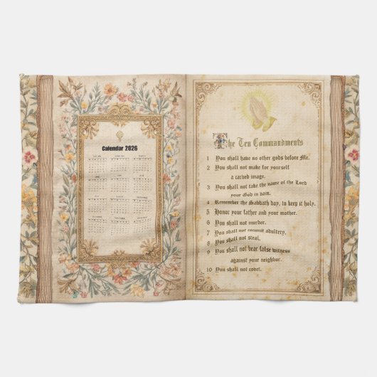 2026 Calendar Towel Ten Commandments Monastic  Geschirrtuch (Horizontal)