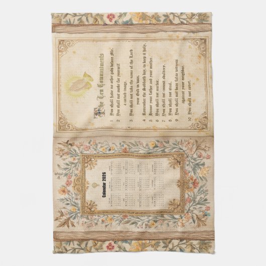 2026 Calendar Towel Ten Commandments Monastic  Geschirrtuch (Vertikal)