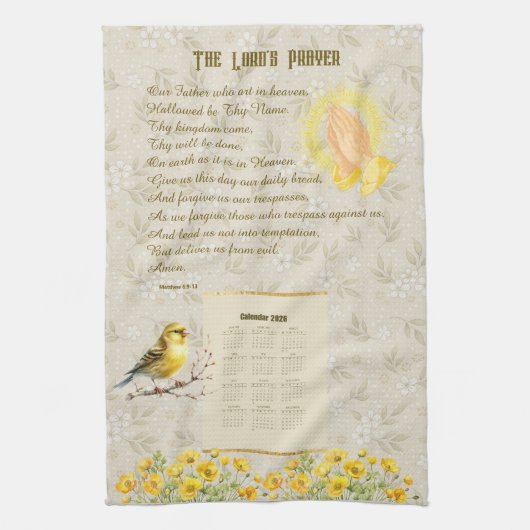2026 Calendar Towel The Lord's Prayer Geschirrtuch (Vertikal)