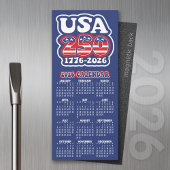 2026 Calendar USA 250 America's Birthday 1776-2026 Magnetkarte