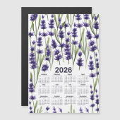 2026 Calendar Wasserfarben Lila Lavendel Blume Magnetkarte (Vorne/Hinten)