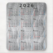 2026 Calendar Wavy Brushed Steel Abstract Mousepad (Vorne)