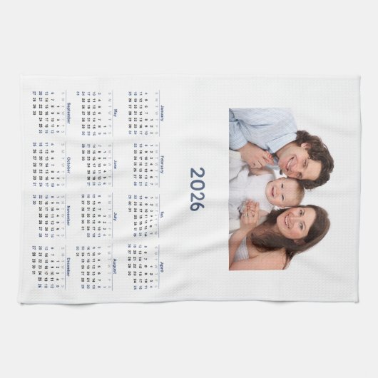 2026 Calendar with Custom Photo  Geschirrtuch (Horizontal)