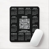2026 Calendar with QR Code Contact Info Black Mousepad (Mit Mouse)