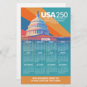 2026 Calendar with USA 250 Capital Dome America Briefpapier (Vorne/Hinten)