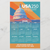 2026 Calendar with USA 250 Capital Dome America Briefpapier (Vorderseite)