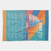 2026 Calendar with USA 250 Capital Dome America Geschirrtuch (Horizontal)