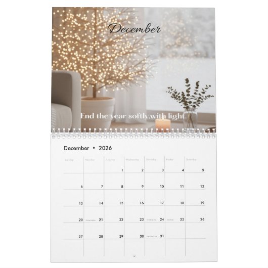 2026 Calm Calendar — Minimalist Soft Aesthetic Kalender (Dez 2026)
