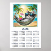 2026 Cat Calendar Cool Tropical Cat Poster (Vorne)