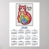 2026 Cat Calendar Family First Poster (Vorne)