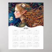 2026 Celtic Elf Fantasy Art Full Year Calendar Poster (Vorne)