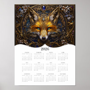 2026 Celtic Fox Fantasy Art Full Year Calendar Poster