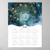 2026 Celtic Goddess Fantasy Art Full Year Calendar Poster (Vorne)