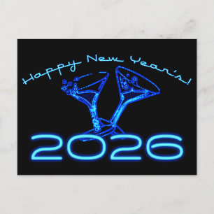 2026 Champagner Prost Neujahr Postkarte