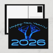2026 Champagner Prost Neujahr Postkarte (Vorne/Hinten)