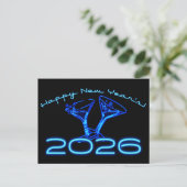 2026 Champagner Prost Neujahr Postkarte (Stehend Vorderseite)