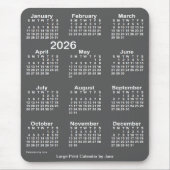 2026 Charcoal Large Print Calendar von Janz Mousepad (Vorne)