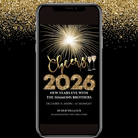 2026 Cheers NYE Party Invitation Einladung