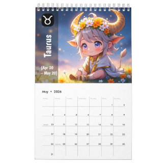 2026 Chibi Niedlicher Zodiakalender - Kawaii Astro Kalender