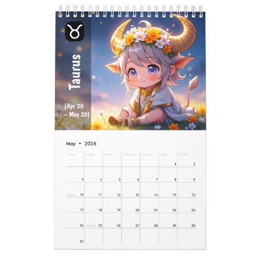 2026 Chibi Niedlicher Zodiakalender - Kawaii Astro Kalender (Mai 2026)