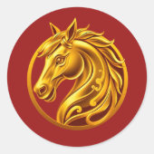 2026 Chinese Gold Horse Runder Aufkleber (Vorderseite)