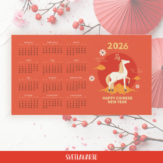 2026 Chinese New Year Fire Horse Magnetic Calendar Magnetkarte