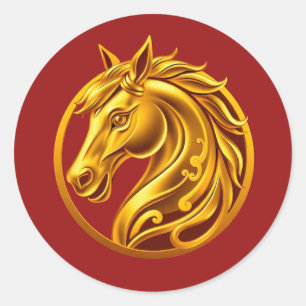 2026 Chinesisches Goldpferd Runder Aufkleber