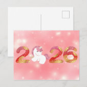 2026, Chinesisches Neujahr, Pferd Postkarte (Vorne/Hinten)