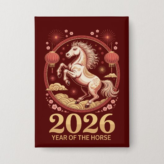 2026 Chinesisches Neujahrs-Pferd-Zodiak-Pin-Button Button (Vorderseite)