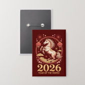 2026 Chinesisches Neujahrs-Pferd-Zodiak-Pin-Button Button (Vorderseite/Rückseite)