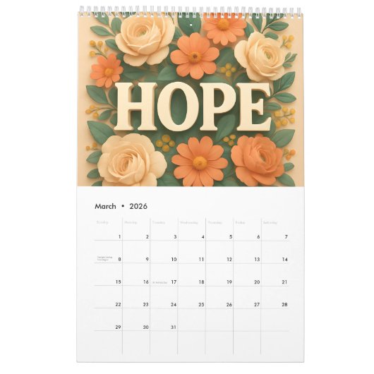 2026 Christian Floral with Personalization Kalender (Mär 2026)