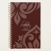 2026 Classic Damask Chic Typography Monogrammed Planer (Vorderseite)