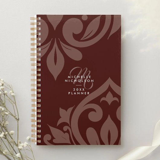 2026 Classic Damask Chic Typography Monogrammed Planer