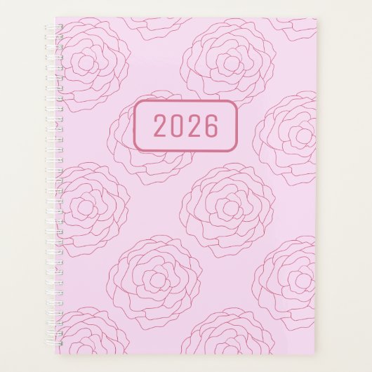 2026 Coming Up Roses: Dark Pink Roses on Pink Planer (Vorderseite)