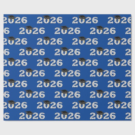 2026 Congrats Grad Word Cloud on Blue Geschenkpapier (Flach)