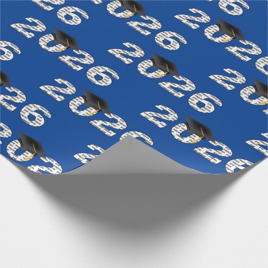 2026 Congrats Grad Word Cloud on Blue Geschenkpapier (Ecke)