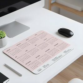 2026 Corporate Full Year Calendar Giveaway Pink Mousepad