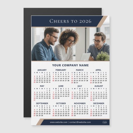 2026 Corporate Giveaway Photo Modern Fridge Magnet (Vorne/Hinten)