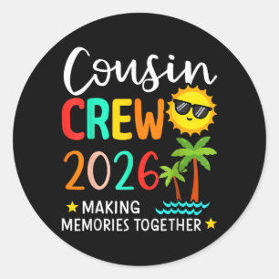 2026 Cousin-Crew-Sommerurlaub Strand Familie Runder Aufkleber