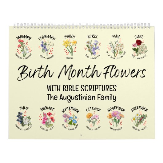2026 Custom BIRTH MONTH FLOWERS Bible Verse Photo Kalender (Titelbild)